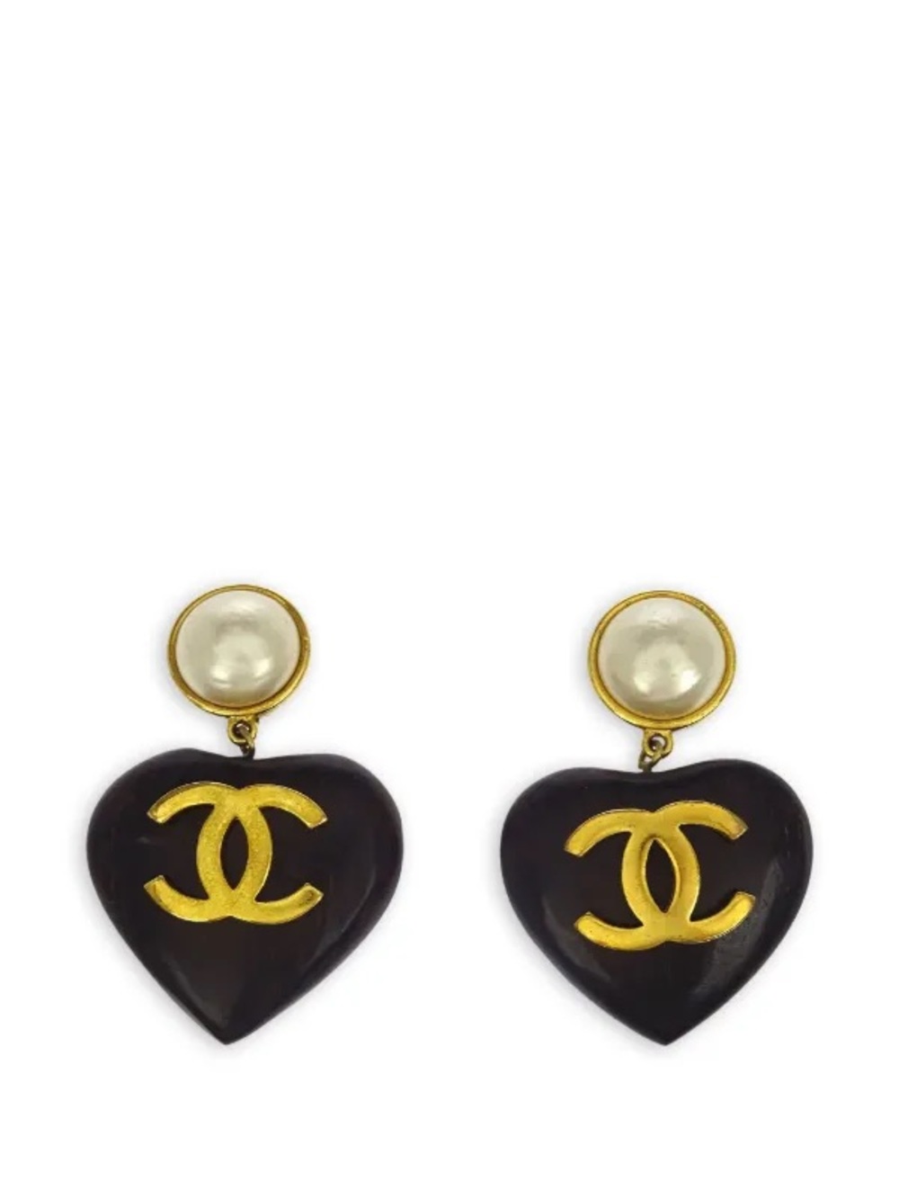 CHANEL Preowned 1990-2000 CC Heart Earrings